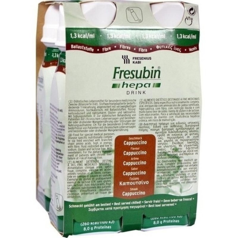 Fresubin Hepa Drink Cappuccino Trinkflasche 4x200 ml PZN 00167527