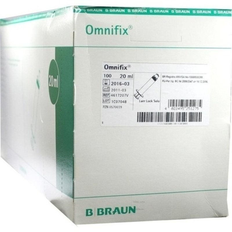 Omnifix Luer Lock solo Spritzen 100x20ml PZN 00570039 - PK/100