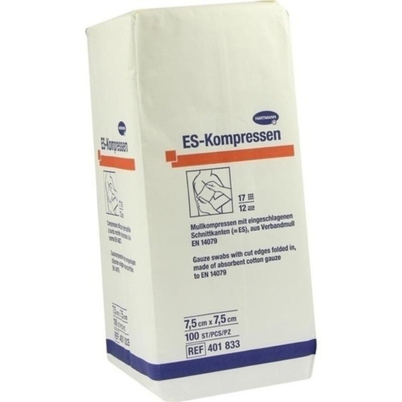 ES Kompressen unsteril 7,5x7,5cm 12fach 100 ST PZN 01447200 - PK/100