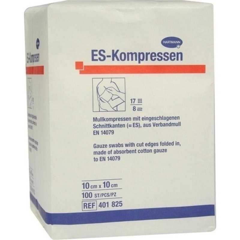 ES Kompressen unsteril 10x10cm 8fach 100 ST PZN 01447223 - PK/100