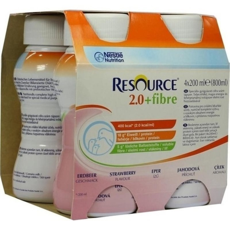 Resource 2.0 + Fibre Erdbeere 4x200ml PZN 01743861 - PK/4