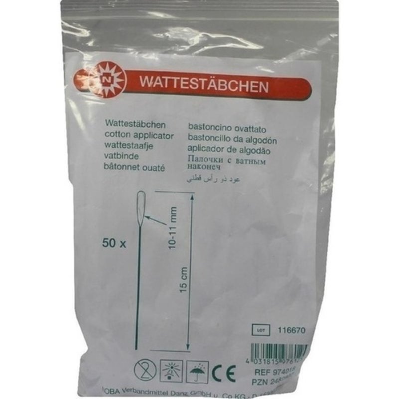 Wattestäbchen 10-11mm plastic 50 ST PZN 02482807 - PK/50