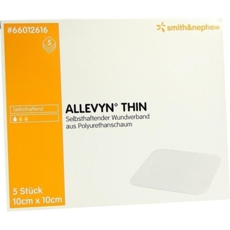 Allevyn Thin 10x10cm dünne Wundauflage 5 ST PZN 03126919 - PK/5