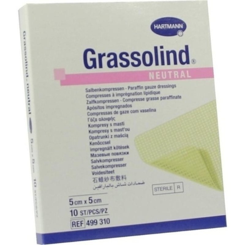 Grassolind Salbenkompressen 5x5cm steril 10 ST PZN 03245618 - PK/10