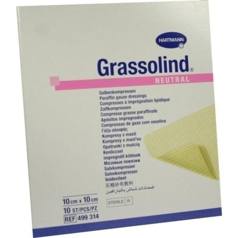 Grassolind Salbenkompressen 10x10cm steril 10 ST PZN 03245630 - PK/10