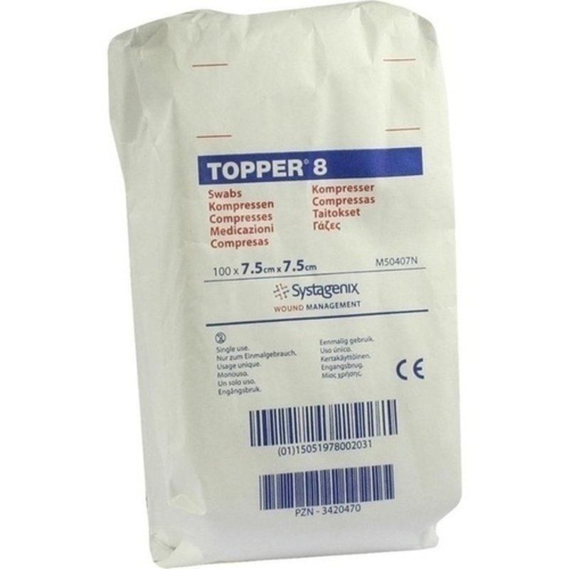 Topper 8 Kompr. 7,5x7,5cm unsteril 100 ST PZN 03420470 - PK/100