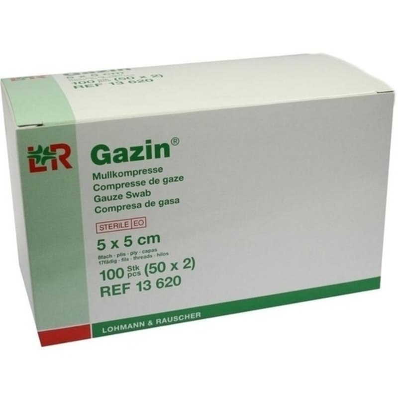 Gazin Mullkompressen 5x5 cm steril 8 fach 50x2 ST PZN 03449048 - PK/100