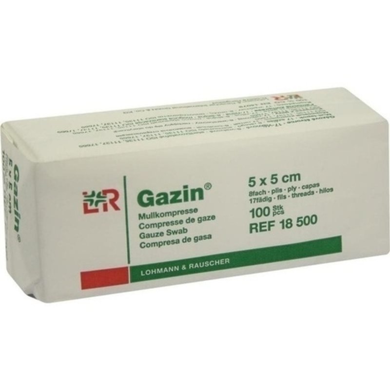 Gazin Mullkompr. 5x5cm unsteril 8fach OP 100 ST PZN 03959358 - PK/100