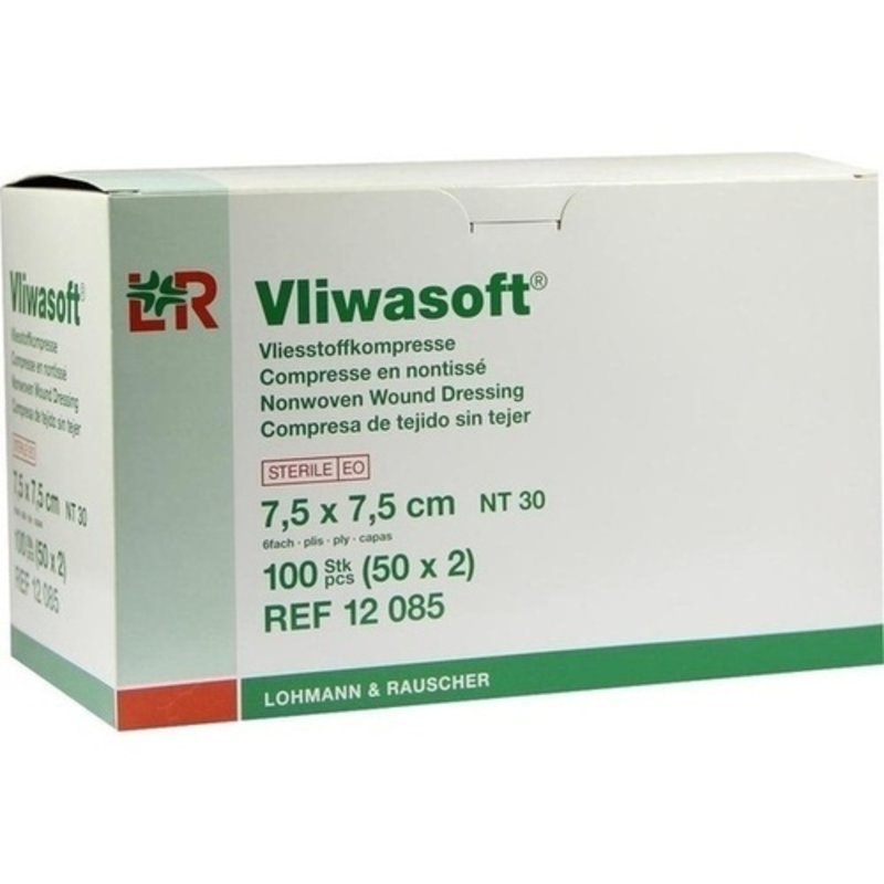 Vliwasoft Vlieskompressen 7,5x7,5cm 6-lagig steril 50x2 ST PZN 08900884 - PK/50X2