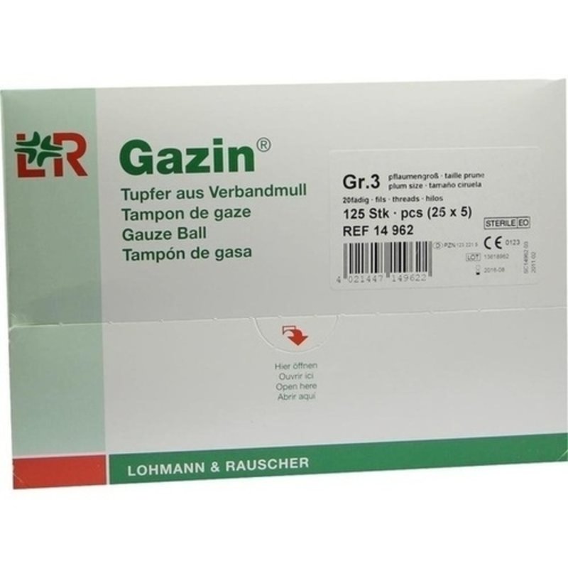 Gazin Tupfer pflaum.steril 2+3 Schutzr.o.R.K.F. 125 ST PZN 01232215 - PK/125