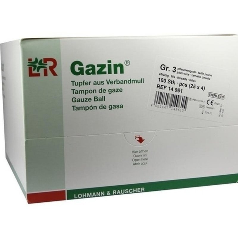 Gazin Tupfer pflaum.steril 2+2 Schutzr.o.R.K.F. 100 ST PZN 01237595 - PK/100