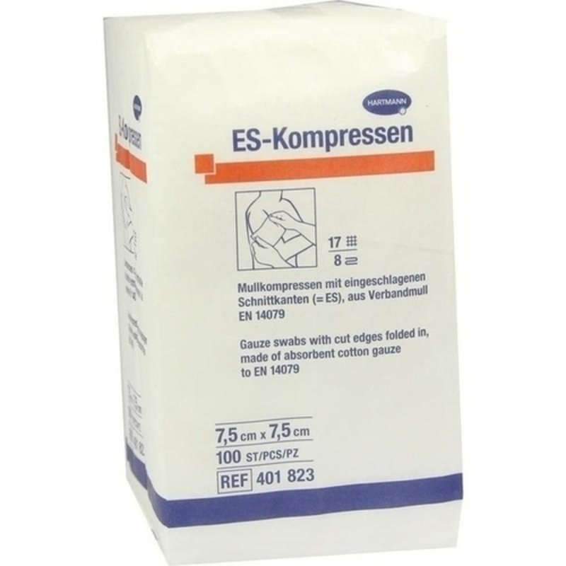 ES Kompressen unsteril 7,5x7,5cm 8fach 100 ST PZN 01447192 - PK/100