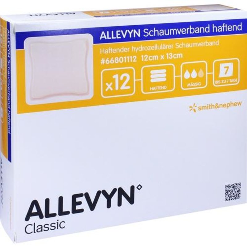 Allevyn Schaumverband 12x13cm haftend 12 ST PZN 09686559 - PK/12