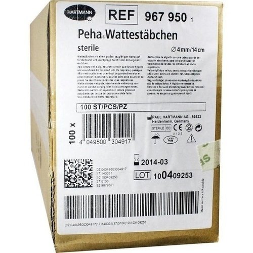 Peha Wattestäbchen 14cm steril 100x2 ST PZN 01903388 - PK/100 - Nachfolge-Artikel 967950 Mediset 15cm