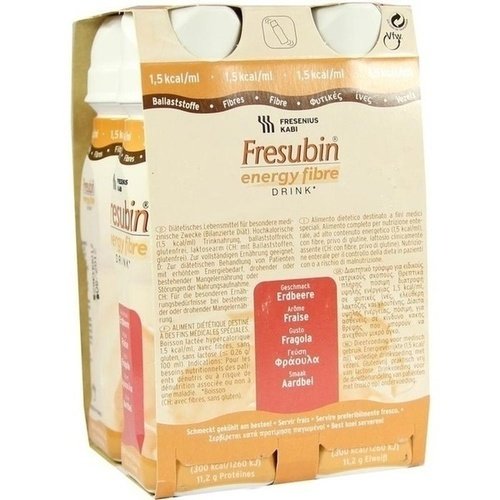 Fresubin Energy Fibre Drink Erdbeere Trinkfl. 4x200 ml PZN 06698591