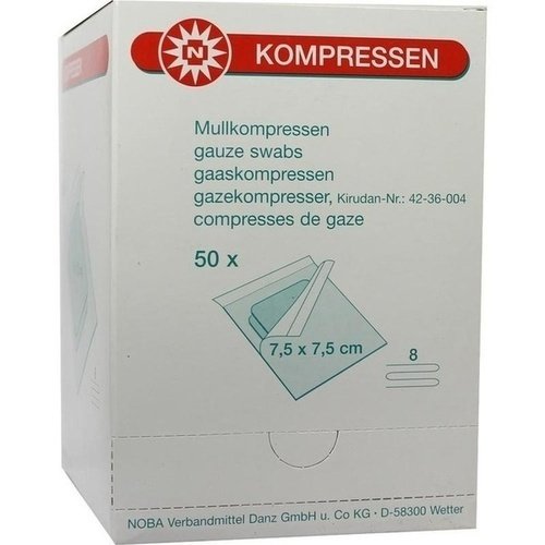 Mullkompressen 7,5x7,5cm 8-fach steril 50x2 ST PZN 07385730 - PK/50