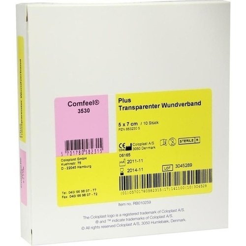 Comfeel Plus transparenter Wundverb. 5x7cm 3530 10 ST Nachfolge-PZN 12342415 - PK/10